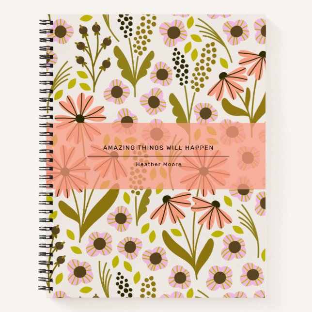 Cuaderno Cuto portátil de patrón de flor múltiple (Anverso)