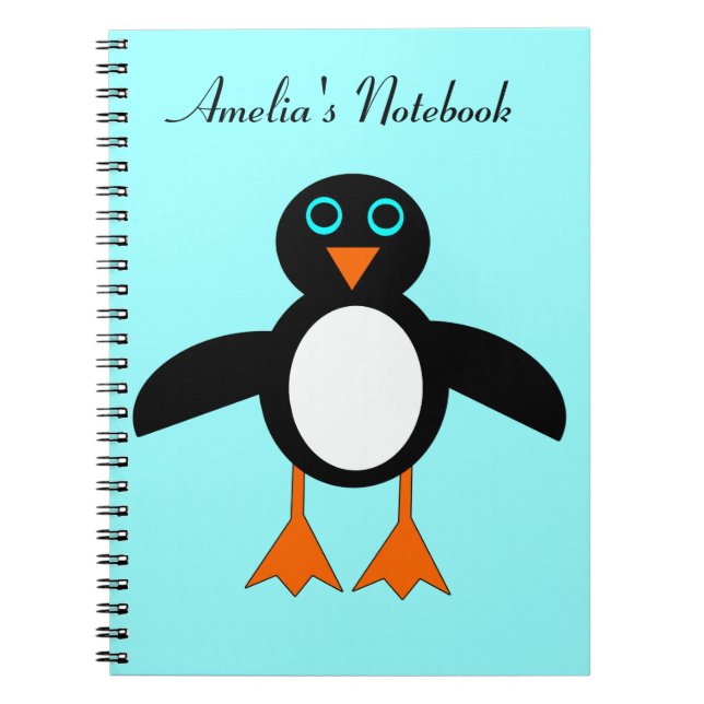 Cuaderno Cuto portátil de Personalizable pingüino (Frente)