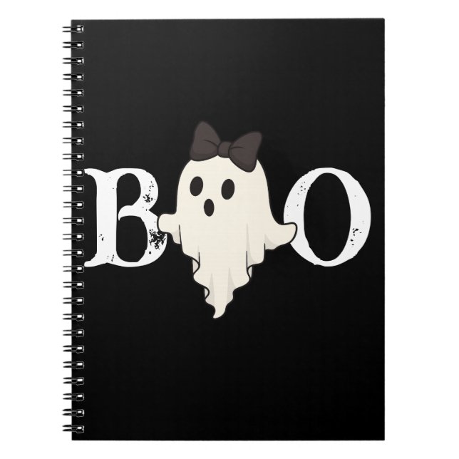 Cuaderno Cuto portátil espiral de Halloween - Fantasma "Boo (Frente)