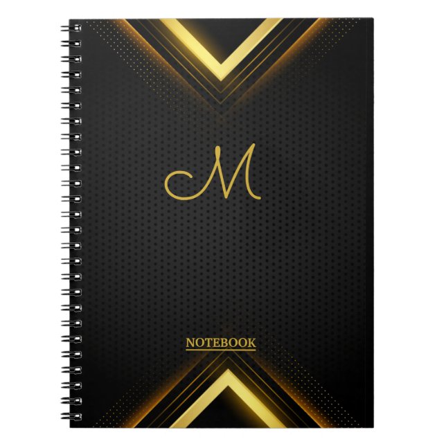Cuaderno Cuto profesional Monograma Negro y Oro para portát (Frente)