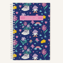 Cuaderno Cuto retro Doodle Flower Pattern Giroral Floral