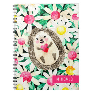 Cuaderno Cuto sebo en flores amarillo rosa personalizado