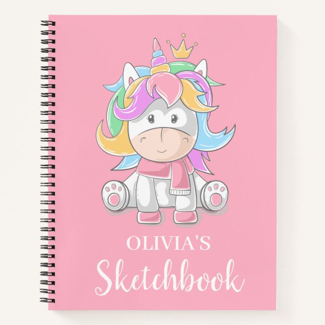 Cuaderno Cuto unicornio para niños personalizado (Anverso)