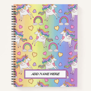 Cuaderno Cuto unicornio y bloc de notas en espiral arcoiris