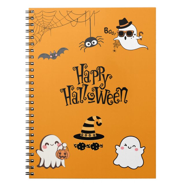 Cuaderno Cuto y espeluznante portátil de espiral de Hallowe (Frente)