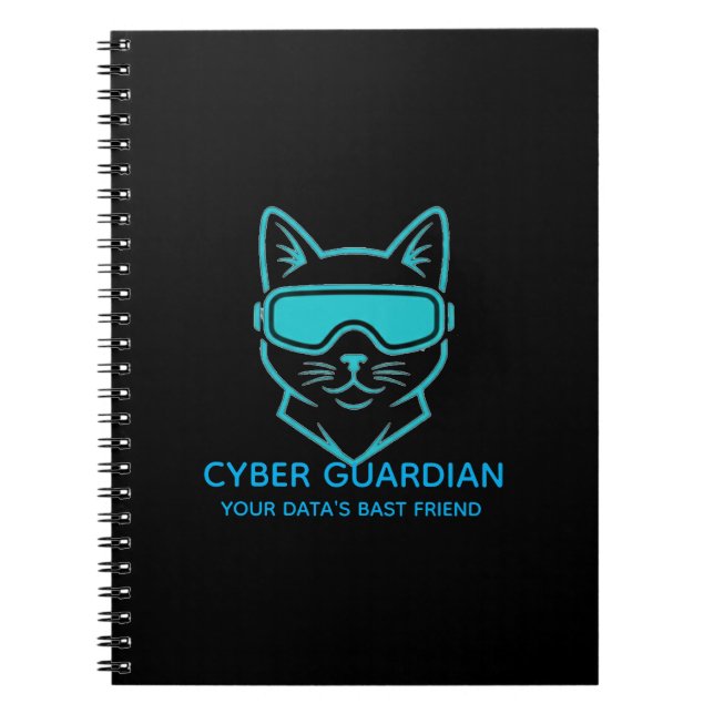 Cuaderno Cyber Guardian Neon Cat - Professional Tech & Codi (Frente)