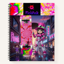 Cuaderno Cyber Pink Robot & Skateboard