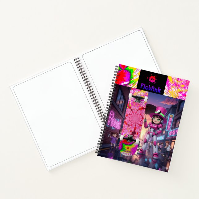 Cuaderno Cyber Pink Robot & Skateboard (Interior)