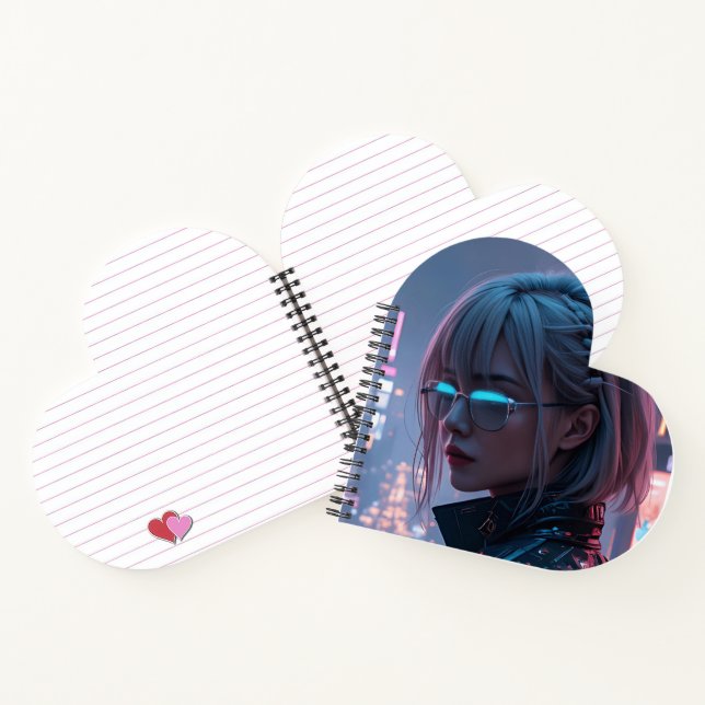 Cuaderno Cyberpunk Cityscape Poster Futurista Hembra Hacke (Interior)