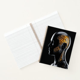 Cuaderno Cyborg Steampunk Dorado Neo Deco Brillante Azul