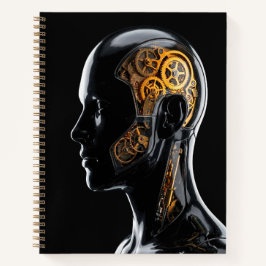Cuaderno Cyborg Steampunk Dorado Neo Deco Brillante Azul