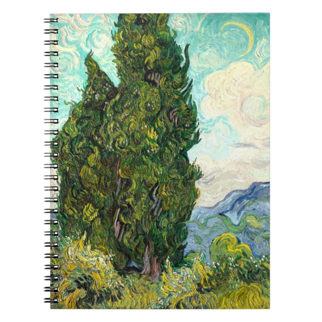 Cuaderno Cypresses (1889) Espiral de arte paisajístico Van  (Frente)