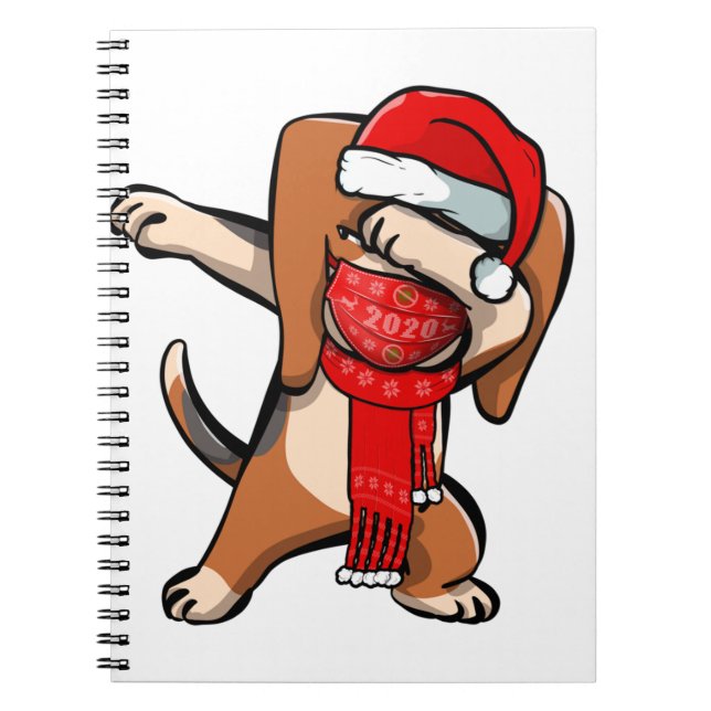 Cuaderno Dabbing Beagle Wears Face Mask Dab Dance Cute Chri (Frente)