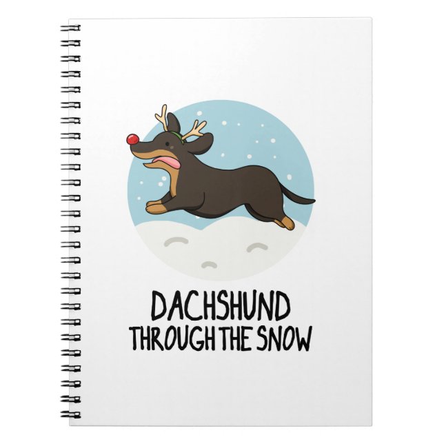 Cuaderno Dachshund A Través De La Nieve Funny Navidad Pun (Frente)