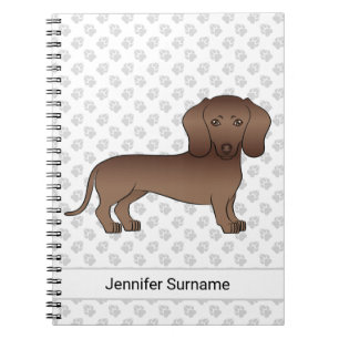 Cuaderno Dachshund Cartoon Perro Pelo Corto Chocolate & Tex
