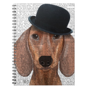 Cuaderno Dachshund con el Gorra del Black Bowler