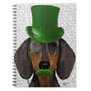 Cuaderno Dachshund con gorro verde negro Tan 2