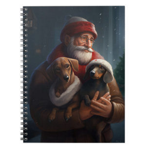 Cuaderno Dachshund Con Navidades Festividades De Santa Clau