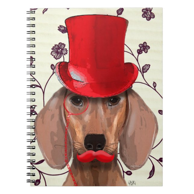 Cuaderno Dachshund con sombrero rojo superior (Frente)