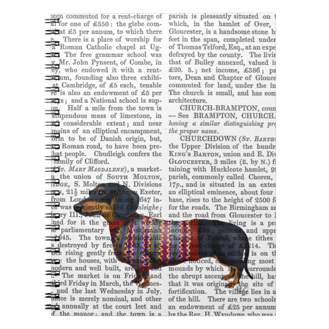 Cuaderno Dachshund Con Suéter Lana (Frente)