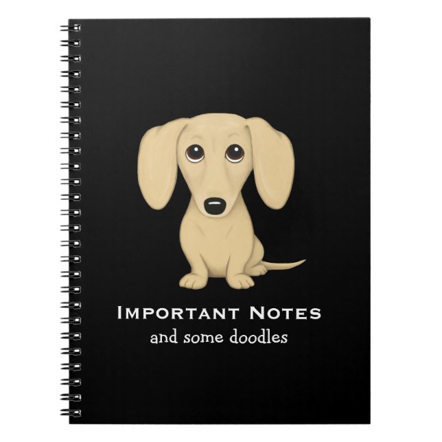 Cuaderno Dachshund crema con texto Personalizado (Frente)