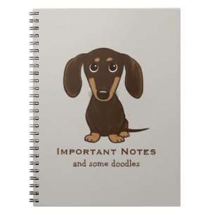 Cuaderno Dachshund de chocolate lindo con texto Personaliza
