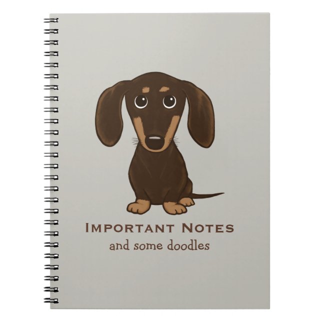 Cuaderno Dachshund de chocolate lindo con texto Personaliza (Frente)