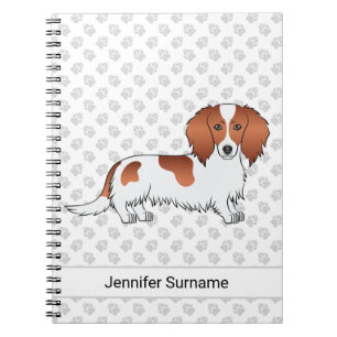Cuaderno Dachshund de dibujos animados con pelo largo y pel