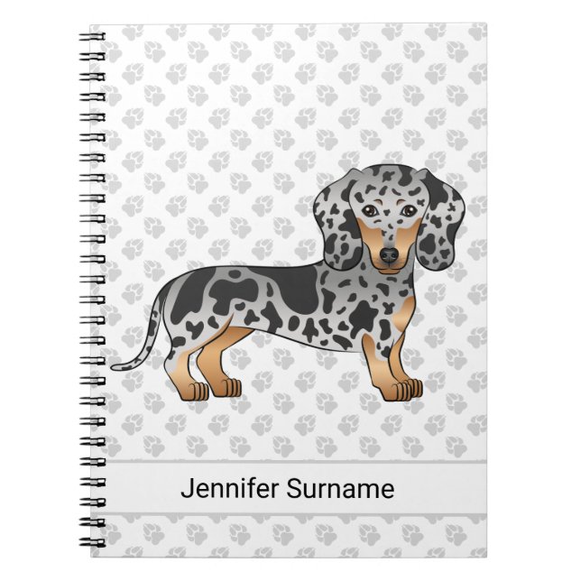 Cuaderno Dachshund de pelo corto manchado negro y bronceado (Frente)