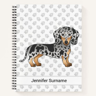 Cuaderno Dachshund de pelo corto manchado negro y bronceado