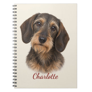 Cuaderno Dachshund de pelo duro personalizado con nombre