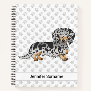 Cuaderno Dachshund de pelo largo y manchas negras y canela
