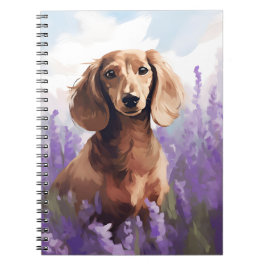 Cuaderno Dachshund en el campo Lavender