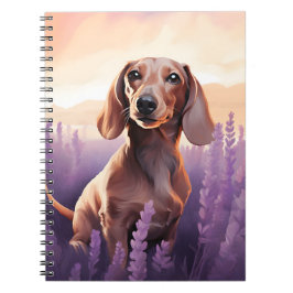 Cuaderno Dachshund en el campo Lavender