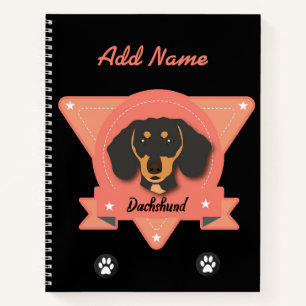 Cuaderno Dachshund - Perro cachorro doxiante - rosa y negro