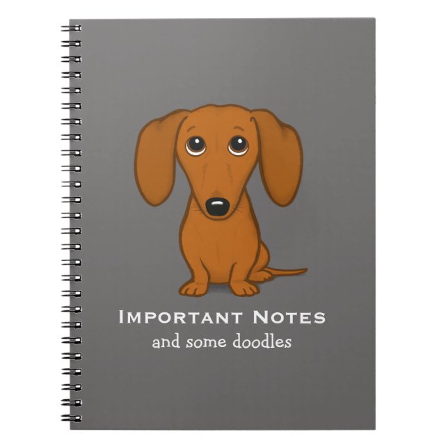 Cuaderno Dachshund | Perro de dibujos animados Cute Doxie (Frente)