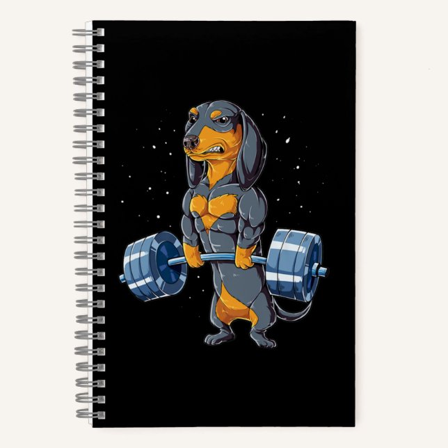 Cuaderno Dachshund Weightlifting Fitness Gym (Anverso)