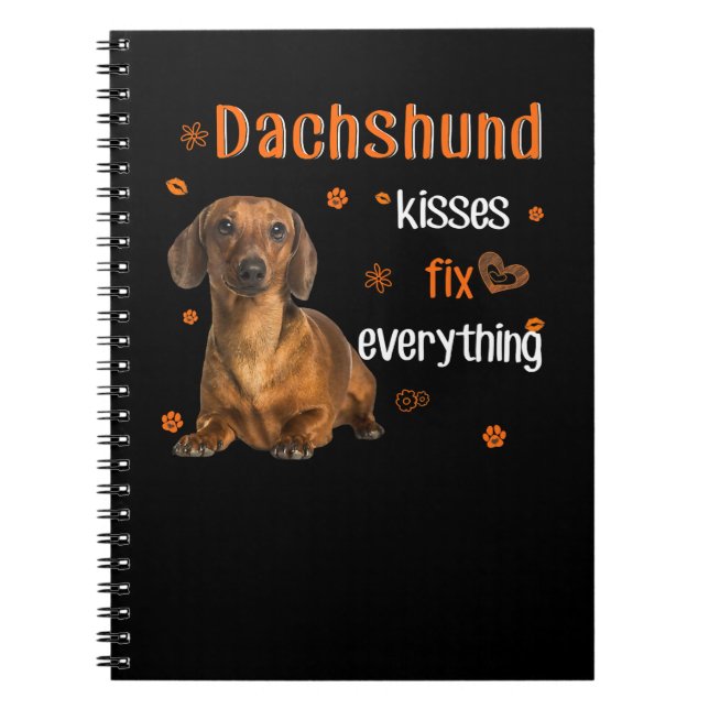 Cuaderno Dachshund Wiener Dog Kisses Arreglar Todo 84 Doxi (Frente)