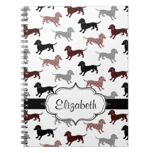 Cuaderno Dachshunds en modelo lindo del damasco