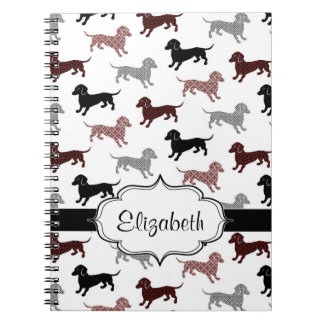 Cuaderno Dachshunds en modelo lindo del damasco
