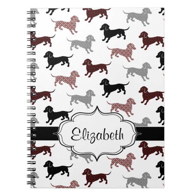 Cuaderno Dachshunds en modelo lindo del damasco (Frente)
