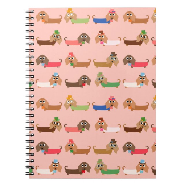 Cuaderno Dachshunds en rosa (Frente)