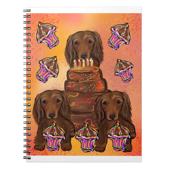 Cuaderno Dachshunds rojos de larga duración (Frente)