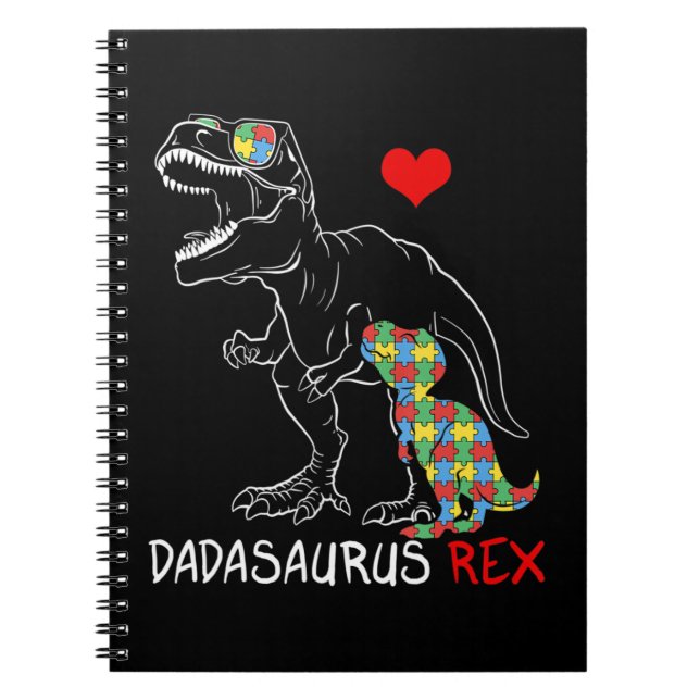 Cuaderno Dadasaurus Daddy Rex Autism Awareness Proud Dad Fa (Frente)
