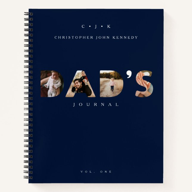 Cuaderno DAD'S Journal Personalized Monogram & Photos Navy (Anverso)