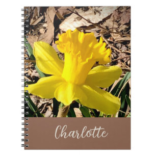 Cuaderno Daffodil de primavera amarilla en el nombre person