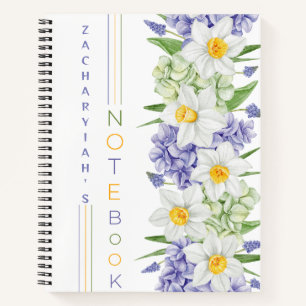 Cuaderno Daffodil e Hydrangea Floral personalizada