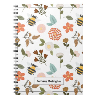 Cuaderno Daffodil y abejas de primavera floral | Personaliz