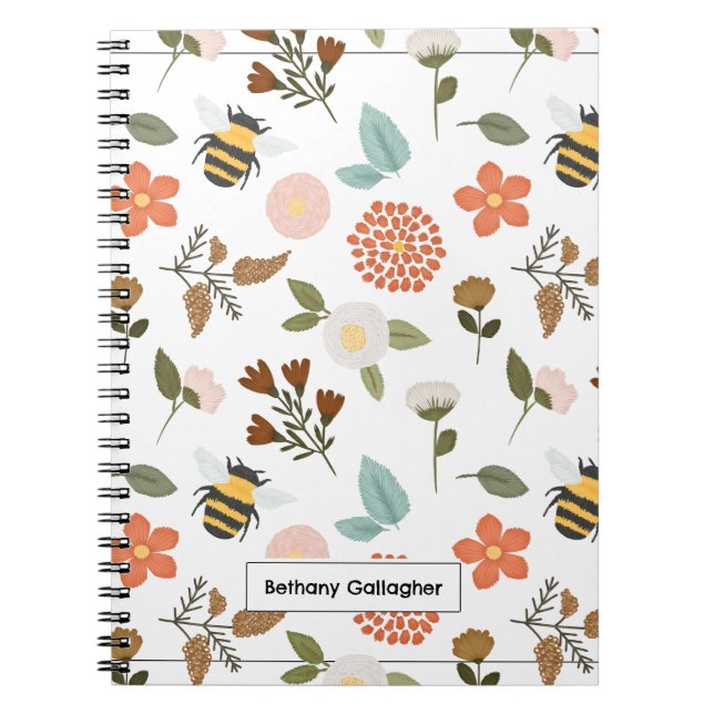 Cuaderno Daffodil y abejas de primavera floral | Personaliz (Frente)