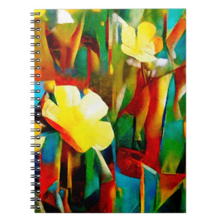 Cuaderno Daffodils. Composición floral abstracta en un cubi